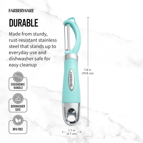 Miniatura 2 de Farberware Euro Peeler, un esencial de cocina para pelar rápida y fácilmente productos, chocolate, quesos y más, cuenta con agujero para colgar