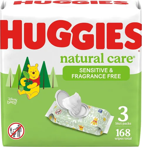 Miniatura 15 de Huggies Natural Care Sensitive Toallitas para bebé, sin perfume, hipoalergénicas, 99% de agua purificada, 24 paquetes suaves de 56