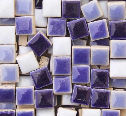 PINUO&KE Mosaico cuadrado de cerámica de 0.4 x 0.4 pulgadas, 7.05 oz/7.05 oz, para manualidades, coloridas vidrieras para proyectos de mosaico,