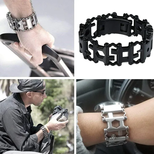 Miniatura 3 de Pulsera multiherramienta Lemasa 29 en 1, 22cm de acero inoxidable, correa de reloj para hombre de viaje al aire libre, pulsera de moda