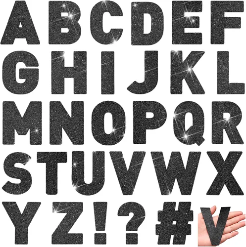 Miniatura 7 de Harloon 232 piezas de 24 hojas de letras grandes con purpurina, letras del alfabeto con letra grande, kit de letras autoadhesivas para buzón, Dorado