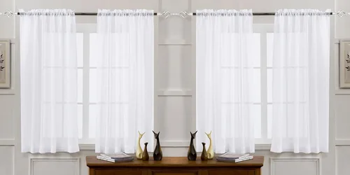 Miniatura 120 de Cortinas para ventana cortinas blancas traslúcidas de 90 pulgadas de largo, 2 paneles de cortinas de tul, paneles de ventana para cortinas de Blanco