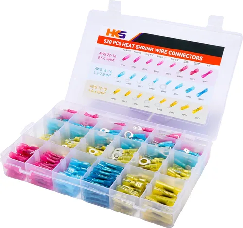 Miniatura 7 de HKS Herramienta de crimpado para conectores termorretráctiles con pelador 3 en 1 y 280 piezas de conectores termorretráctiles impermeables de grado