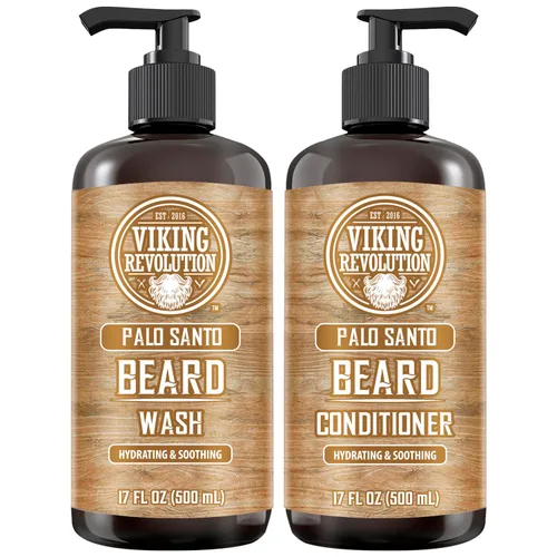 Miniatura 8 de Viking Revolution Juego de champú y acondicionador para barba Palo Santo con aceites de argán y jojoba - Suaviza y fortalece - Aroma natural a Palo