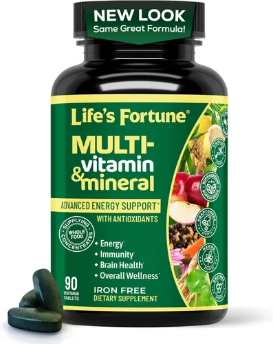 Life's Fortune Multivitamínico Fuente de Energía Totalmente Natural que Suministra Concentrados de Alimentos Integrales, Antioxidantes, Aminoácidos,