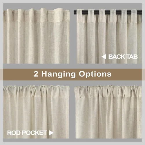 Miniatura 13 de Pitalk Cortinas de lino para café de 24 pulgadas de largo, con bolsillo trasero, plisadas, estilo bohemio, granja, cocina, cortinas para ventana