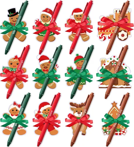 Pasimy Juego de 24 notas adhesivas de Navidad y bolígrafos, regalos navideños de invierno para estudiantes, compañeros de trabajo, blocs de notas de