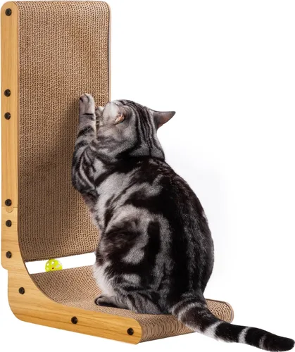 Poils bebe Rascador de gato en forma de L, rascador de gato de 26.8 pulgadas para gatos de interior, protección de muebles, almohadilla de arañazos