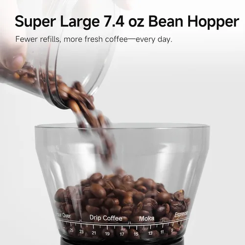 Miniatura 4 de HIBREW G3 - Molinillo de café eléctrico, rebaba cónica de 1.575 pulgadas con 31 ajustes ajustables, soplador de aire antiestático y de doble capa