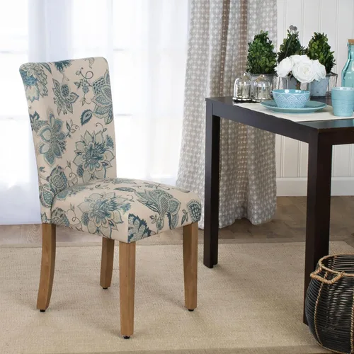 Miniatura 169 de Homepop Silla de comedor con detalles festoneados, sillas de comedor Parsons tapizadas, muebles decorativos para el hogar, tejido gris claro