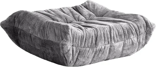 Miniatura 34 de Puf para adultos, silla puf grande, sillón con relleno de espuma viscoelástica para el hogar, apartamento o sala de juegos, gris afelpado Felpa gris