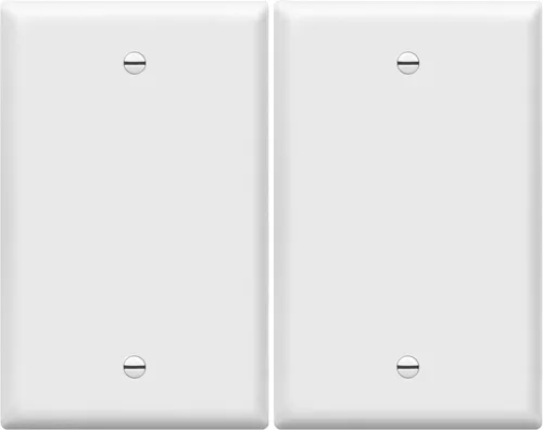 Miniatura 32 de ENERLITES - Placas para pared de dispositivo en blanco, acabado brillante, cubiertas de salida en blanco de tamaño mediano, 1 banda, 4.88 x 3.11