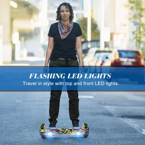Miniatura 5 de FLYING-ANT Patinete autoequilibrante de 16.51 cm con altavoz y luces LED rojas A01 verde y gris-no bluetooth