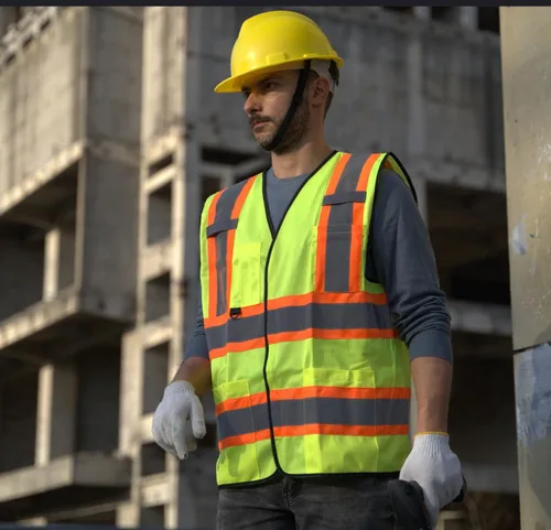 Miniatura 2 de Dazonity Chaleco de seguridad con múltiples bolsillos, 5 piezas, reflectante y de alta visibilidad para el trabajo, construcción, estacionamiento
