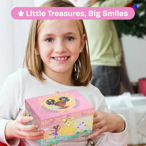 Miniatura 2 de Jewelkeeper Joyero para niñas – Muñeca bailarina negra y caja de música – Swan Lake Tune – Organizador de joyas – 6 x 5 x 4 pulgadas