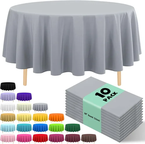 Miniatura 10 de Paquete de 10 manteles desechables de plástico premium de 54 x 108 pulgadas, mantel rectangular para mesa, para cumpleaños, bodas, Navidad, Beige