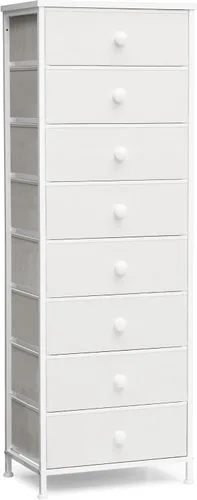 Crestlive Products Cómoda alta, torre de almacenamiento Fabirc de 8 cajones, cajoneras - Unidad organizadora vertical para dormitorio, pasillo,