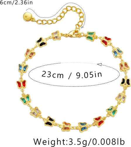 Miniatura 2 de Tobillera para mujer, chapada en oro de 18 quilates, tobillera con dije de oro, impermeable, para verano, playa, cadena de pie, joyería para regalos