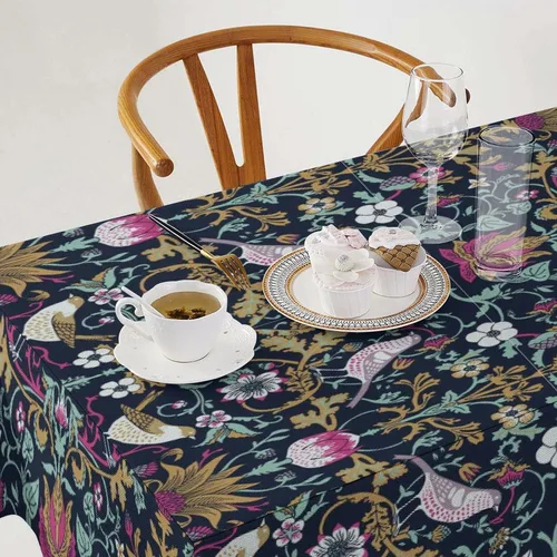 Miniatura 381 de Mantel Floral Retro de Pájaros, Diseño Original Bohemio William Morris Estampado Cubierta de Mesa para Hogar Picnic Fiesta Comedor Cocina William