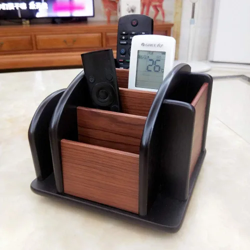 Miniatura 2 de Carrito giratorio de control remoto, soporte de pluma de madera para escritorio, suministros de oficina, almacenamiento de papelería, organizador