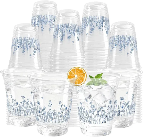 Miniatura 10 de 100 Piezas Vasos de Plástico Rosa Fiesta Vaquera Occidental 12 OZ Vasos Desechables Disco, Diseños de Sombrero Vaquero, Bota y Bola Disco