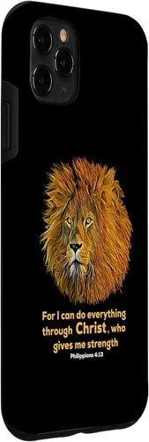 Miniatura 3 de Funda para iPhone 11 Pro Max Filipenses 4:13 con versículo de la Biblia cristiana, regalo de león cristiano