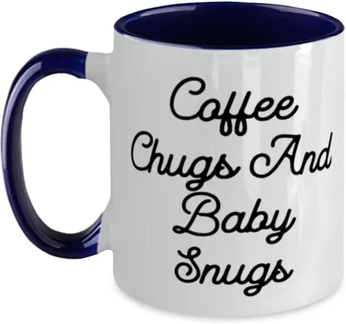 Taza de dos tonos de 11 onzas, taza de café con texto en inglés "Coffee Chugs And Baby Snugs", el mejor regalo para mamá