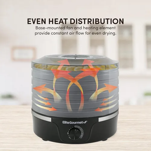 Miniatura 2 de Elite Gourmet EFD319DKG Deshidratador de Alimentos, 5 Bandejas de 29 cm libres de BPA, Controles de Temperatura Ajustables, para Carne Seca