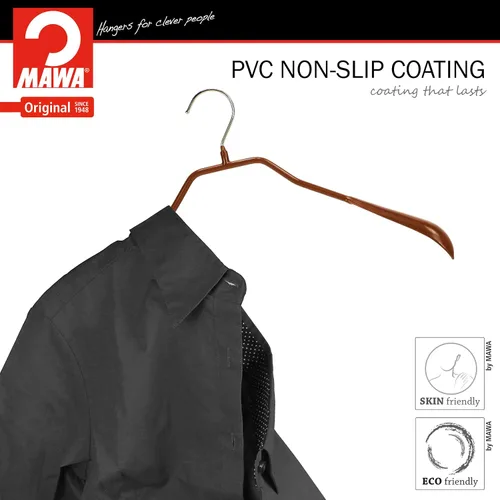 Miniatura 3 de MAWA by Reston Lloyd, Percha de acero antideslizante para trajes/chaquetas, soldadores de apoyo ancho con gancho giratorio, cobre, juego de 5 (42-L)