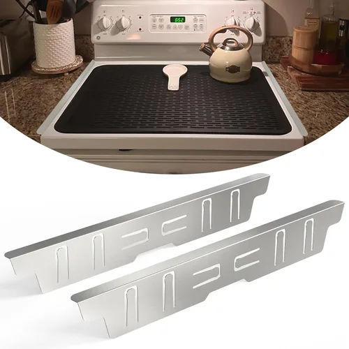 Miniatura 9 de Paquete de 2 cubiertas expandibles de acero inoxidable para huecos de estufa (13.8"-27.6"), retráctiles para llenar el espacio entre la estufa