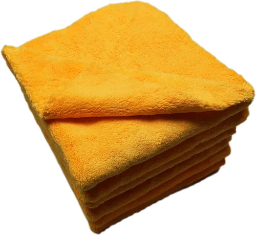 Miniatura 9 de Toalla de microfibra de felpa sin bordes para automóvil, secado suave, toalla de pulido de detalles, 500 GSM, paquete de 6 unidades de 16 x 16 Negro