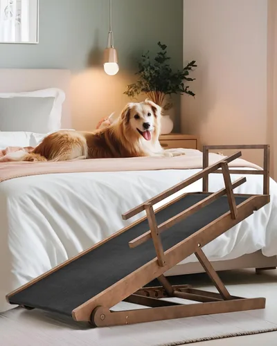 Miniatura 8 de Rampa para perros para cama, rampa ajustable para mascotas para que los perros se suban a la cama, rampa plegable para perros y gatos