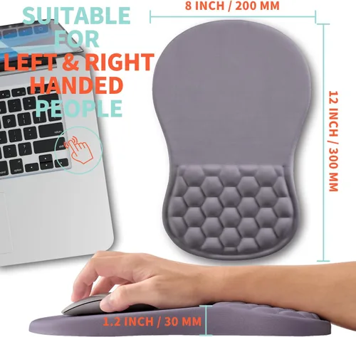Miniatura 5 de Alfombrilla ergonómica para mouse con soporte de muñeca con espuma viscoelástica, protuberancia de masaje, almohadilla para aliviar el dolor
