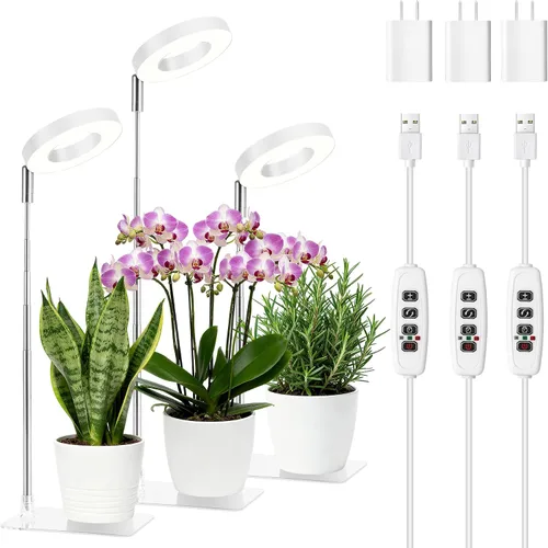 Miniatura 16 de Luz blanca de cultivo de 3.54 pulgadas, luces de espectro completo para plantas para cultivo en interiores con temporizador de 3/9/12H, 3 modos