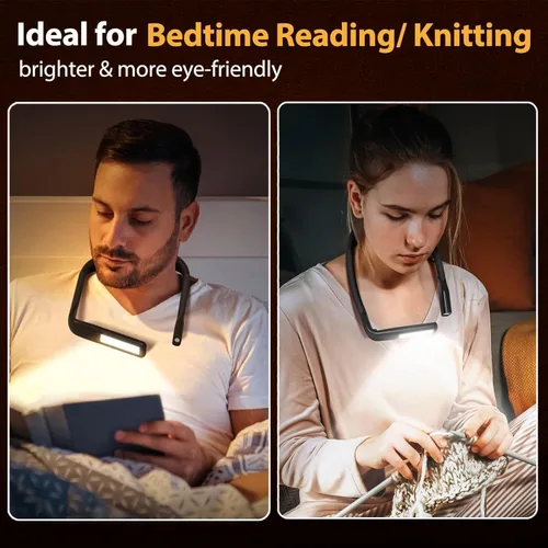 Miniatura 3 de Luz de cuello para leer libros para amantes de la lectura, recargable 2000mAh 10-80Hrs luz de libro amplia amigable para los ojos, regalos de Negro