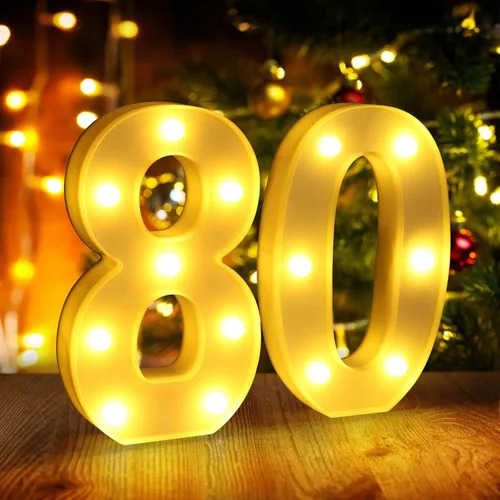 Miniatura 21 de Símbolo Ampersand LED Grande &, Letras de Marquesina Cartel 26 Letras del Alfabeto y 10 Números Luminosos para Decoración de Fiestas, Números