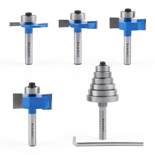 Miniatura 8 de Newdeli Broca de enrutador Rabbet de vástago de 1/4 de pulgada de altura con 6 rodamientos