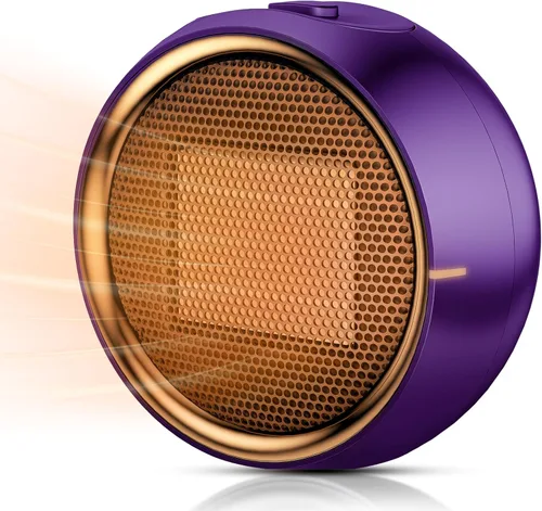 ASNUG - Mini calentadores eléctricos portátiles de cerámica PTC para uso en interiores, calefacción eficiente 2S, protección contra Morado