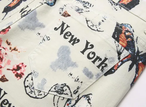 Miniatura 151 de Baylvn - Pantalones de mezclilla entallados y estampados para hombre con corte recto