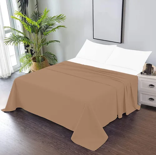 Miniatura 12 de TBM 1PC Solid Flat Sheet Smooth Touch Hotel Quality 100% Egyptian Cotton Perfectly Fit for Oversize and Extra Height Bed Solid 600 Thread Count