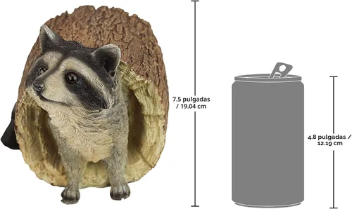Miniatura 7 de Design Toscano Bandit the Raccoon - Estatua de animal de jardín para interiores y exteriores, 10 pulgadas de largo, resina de piedra fundida