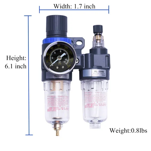 Miniatura 2 de 1/4 "Compresor Filtro de aire Regulador de presión de aire Filtro de trampa separador de agua y aceite con taza lubricante para sistema de Filtro