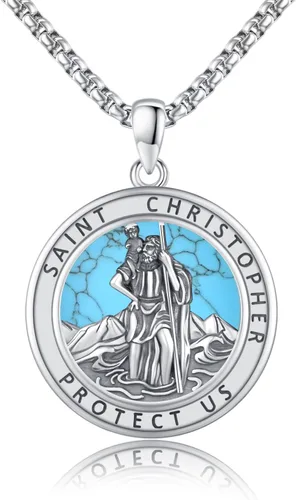 Miniatura 221 de Collar de plata de ley 925 con medalla de San Patrón, colgante de protección católica, amuleto, joyería religiosa para hombres y mujeres