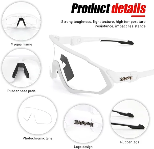 Miniatura 4 de KAPVOE Gafas de ciclismo fotocromáticas para hombres y mujeres, gafas de sol para bicicleta de montaña MTB, para bicicleta de montaña Clear - K9408