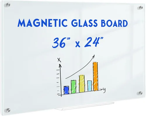 Miniatura 17 de Pizarra blanca magnética de vidrio para pared, pizarra de borrado en seco de vidrio de 16 x 12 pulgadas, pizarra blanca grande sin marco