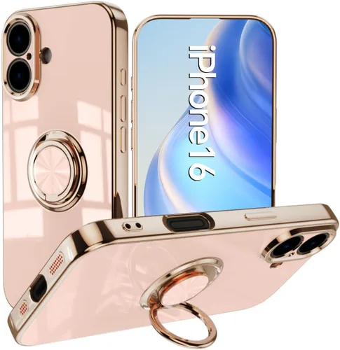 Miniatura 46 de Compatible con iPhone 11 Kickstand, anillo de rotación de 360 grados integrado con borde de oro rosa brillante que funciona con soporte magnético