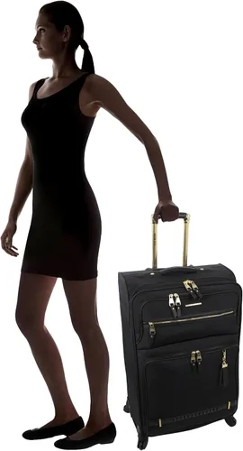 Miniatura 5 de Steve Madden Colección de equipajes de diseñador 3 piezas Softside expansible ligero juego de viaje incluye bolsa debajo del asiento 20 pulgadas