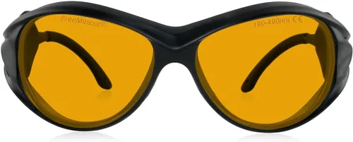 Miniatura 8 de FreeMascot Profesional OD 6+ 190nm-490nm Longitud de onda Violeta/Azul Laser Gafas de Seguridad para 405nm, 445nm, 450nm, 473nm Laser