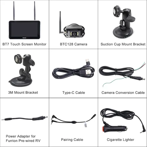 Miniatura 7 de Haloview BT7 Touch RV Cámara de respaldo inalámbrica 2.4G Digita FHD 1080P DVR visión trasera a todo color cámara de visión nocturna y sistema