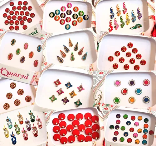Indian Designer - Paquete de 5 unidades de Bindi multicolor | Pegatinas autoadhesivas para la frente estilo Bollywood | Joya de arte corporal